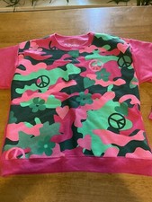 Hanes Ecosmart Peace Sign Camo Sweatshirt Large Girl's Pink