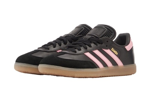Men 9US adidas Samba Sneakers Retro Messi Black Trainers Pink 3-Stripes Shoes - Picture 5 of 10