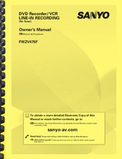 Sanyo FWZV475F DVD VCR Recorder OWNER'S USER MANUAL