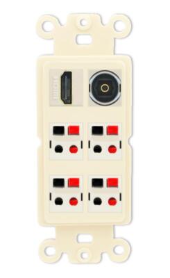 RiteAV 4 Speaker 1 Toslink HD Wall Plate - Rocker [Light-Almond]