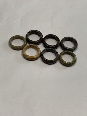 Vtg Unilite Natural Plain Band Rings Lot Of 7 Scrying Balance Grounding Stone