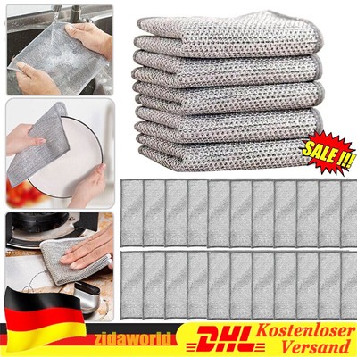 10-50PCS Mehrzweck-Geschirrspüllappen aus Draht für Nass und Trocken 20*20cm DE