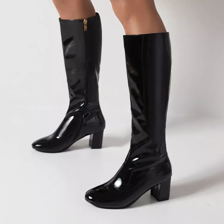 Mid heel hotsell patent boots