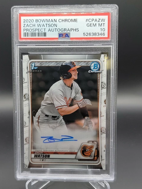 2020 Bowman Chrome Zach Watson Auto PSA 10 Orioles 1st