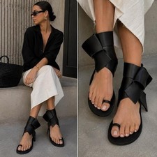Amina Muaddi Black Leather Wrap Sandals Size ...