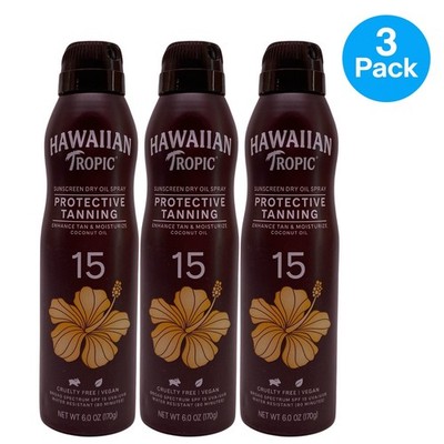 Hawaiian Tropic SPF 15 Dry Oil Spray 6 oz 3 Pack New