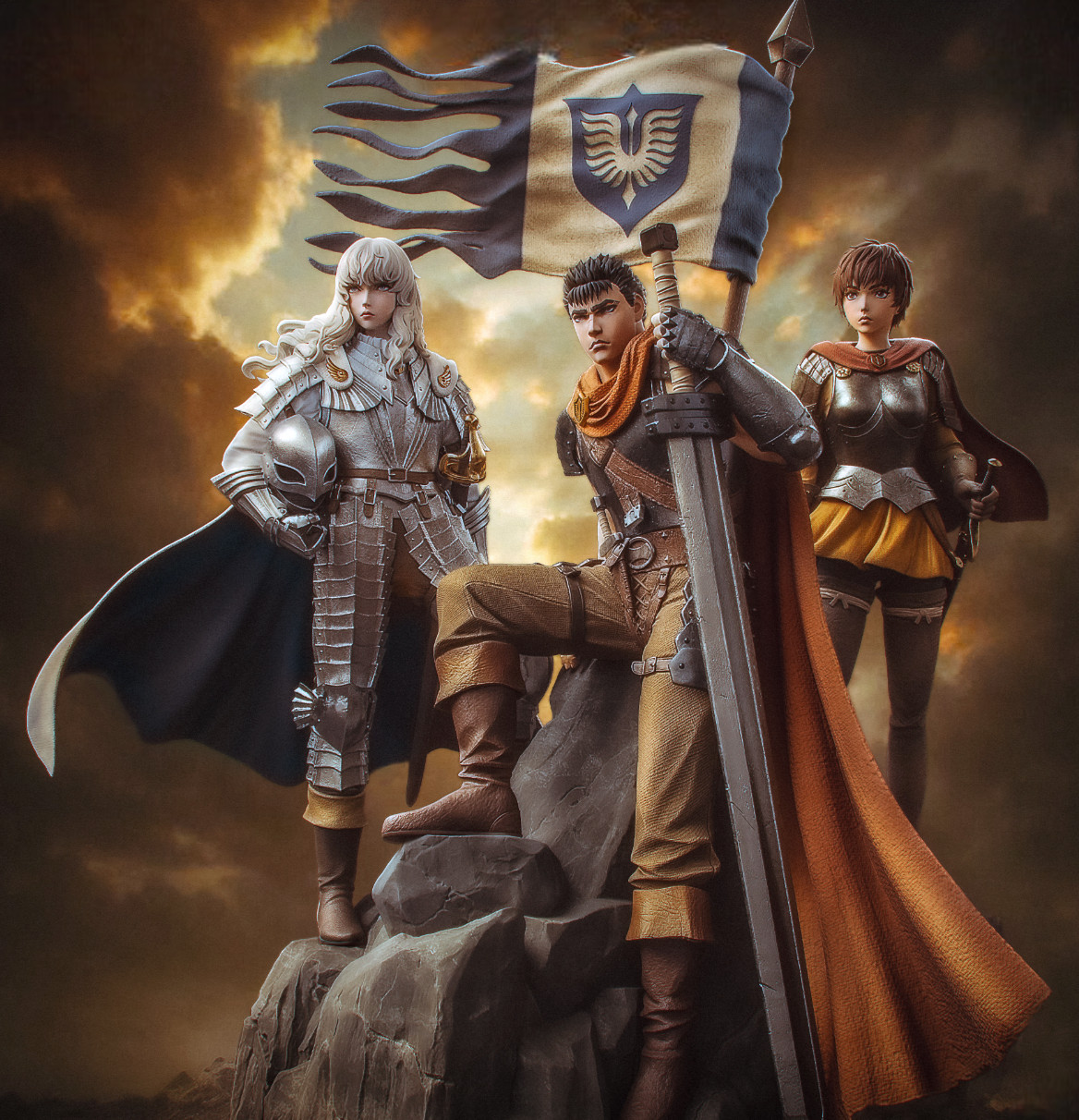 Guts Casca & Griffith | Berserk | Diorama résine 37cm | Bulkamancer | NON PEINT