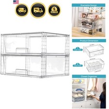 2 Pack Large Stackable Storage Drawers,Easily Assemble Clear Acrylic Bathroom...