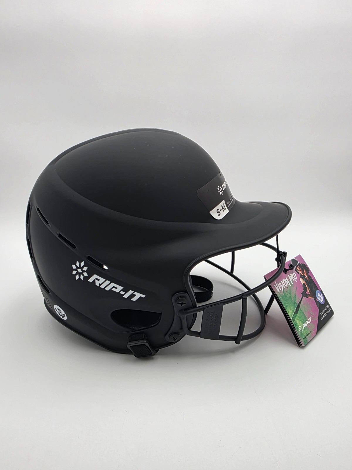 RIP-IT Vision Pro Fastpitch Softball Batting Helmet Matte Black S/M 6 - 6 7/8