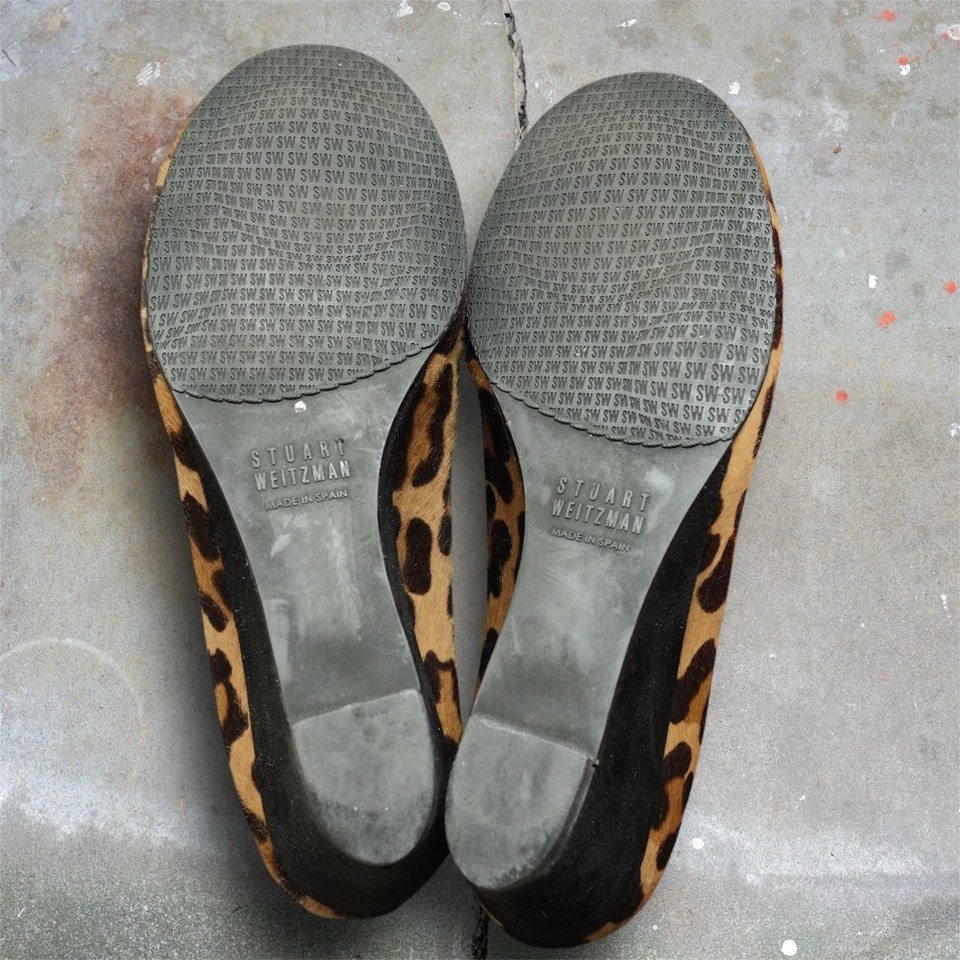 Stuart Weitzman Animal Print Pony Hair Wedge Pumps, Size 6.5M Spain Designer - Image 4 of 4