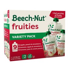 Beech-Nut Fruities Stage 2 Baby Food Pouch Variety Pack, Fruit Vegetable Puree