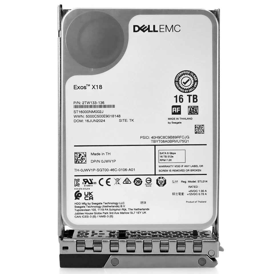 Dell 16TB 7.2K RPM SATA 6Gb/s 512e 3.5" Enterprise PowerEdge HDD 0JWV1P G16 - Image 4 of 4