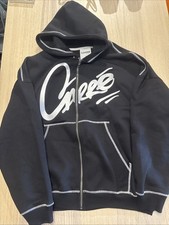Carre Corrupt Full Zip Hoodie Mens Black Contrast Stitch Script Logo Sweatshirt