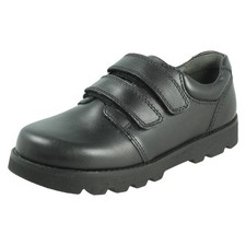 Image of Boys Startrite Leather Dual Strap Smart Formal Black Plain School Shoes 'Parker'