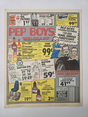 #ad 1988 Pep Boys Auto Parts Catalog Manny Moe Jack Southern California 8pp Ad $31.49