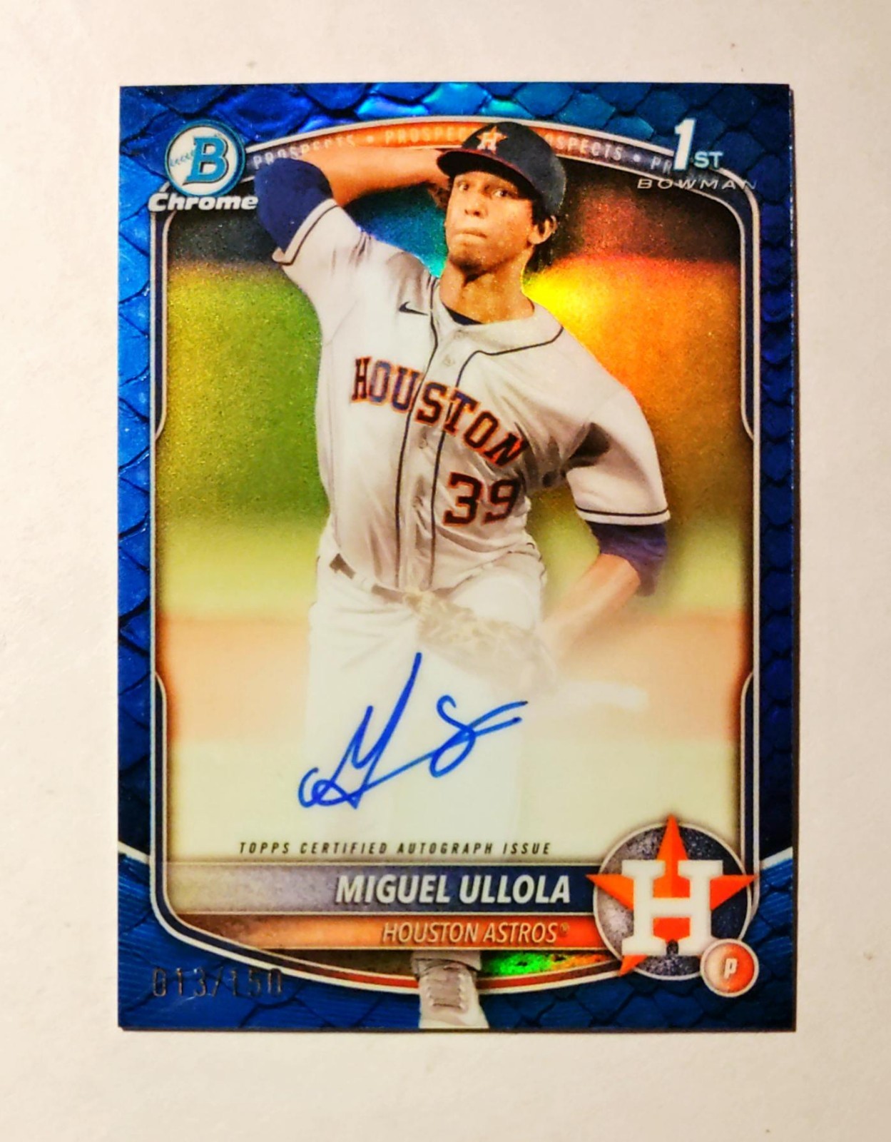 Miguel Ullola 2025 1st Bowman Chrome AUTO Reptilian BLUE REFRACTOR 013/150 RC F6