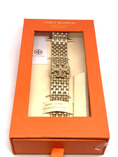 Tory Burch Apple Watch Band Case Size 38-45mm Gold Tone Stainless Steel TBS0103E