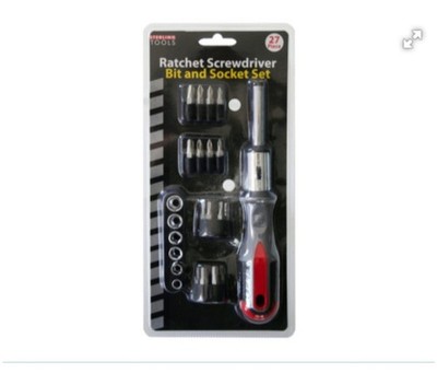 STERLING TOOLS Ratchet Ratchet Screwdriver Bit and Socket Set of 27 pieces.