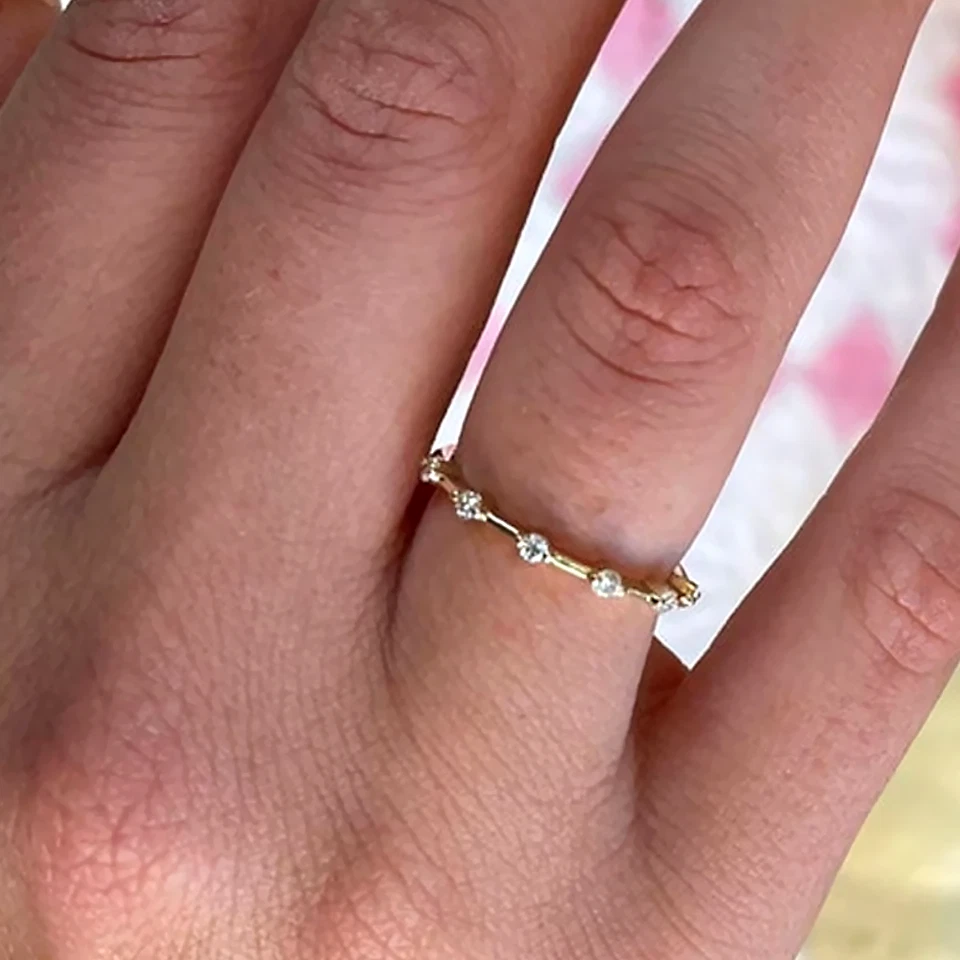 Eternity Wedding Band Lab Grown Round 0.75 Carat Diamond women 14k Yellow Gold - Image 2 of 4