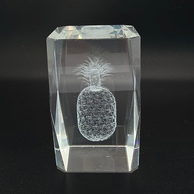 Pineapple Paperweight Clear Glass 3D-Laser Etched Floating Welcome Gift 3'' x 2''