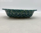 Roseville Spongeware Divided Vegetable Dish Blue Green Workshops of Gerald Henn