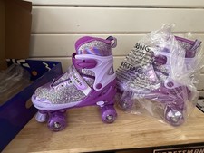 Nattork Youth Adjustable Roller Skates - Light Up Wheels SZ Large 5-8  Purple