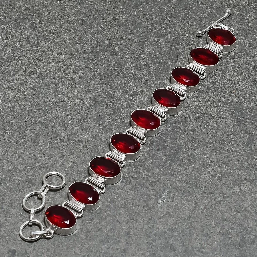 Mosambik Granat Edelstein Armband ovale Form Geschenk verstellbare Kette Schm... - Bild 4 von 4