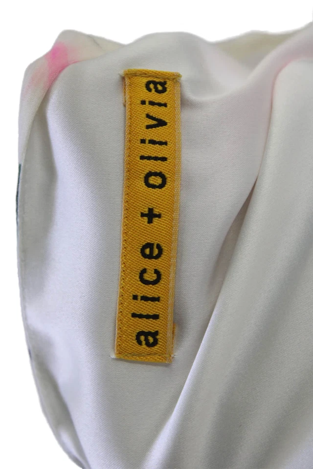Alice + Olivia Womens Silk Floral Print Sleeveless Sheath Dress White Size L - Image 4 of 4