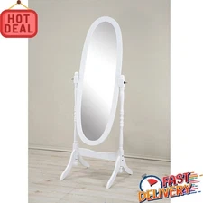 Wood Floor Cheval Mirror Adjustable Freestanding Bedroom Dressing Bathroom White