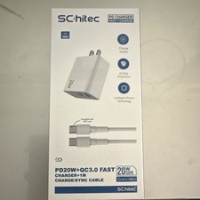 PD20W QC3.0 20W Fast Wall Charger 2-Port 1m USB-A to USB-C