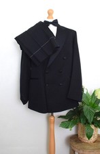 New AQUASCUTUM Black Double Breasted Dinner Suit 44R/54R W38 L30/L32/L34 Evening
