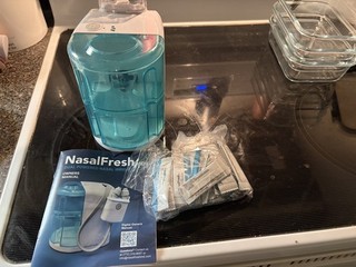 Navage Deluxe Bundle: Nose Cleaner 30 SaltPods Countertop Caddy Travel Bag