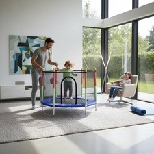 Kids Trampoline with Enclosure Suction Holder Feet Mini Trampoline with Safety