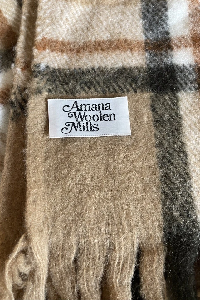 Manta acrílica Amana Woolen Mills hecha en EE. UU. Sociedad Amanda Iowa Foto 2 de 4