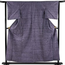 JAPANESE KIMONO TSUMUGI PURPLE 155.5cm 5 ft 1 in PURE SILK AA9734