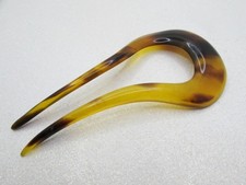 Antique Edwardian Faux Tortoiseshell Hair Comb Large Curved Chignon Bun Pin Fork