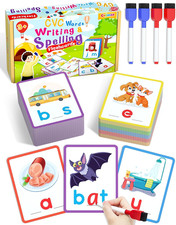 CVC Word Writing Spelling Flash Cards Preschool Learning Reading Game for Kids