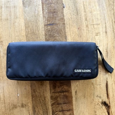 VINTAGE Case Logic 15 Cassette Tape Storage Case Wrist Strap Black Tote