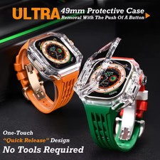 Luxury Transparent PC Case Rubber Band Mod Kit For Apple Watch Ultra 3/2/1 49mm