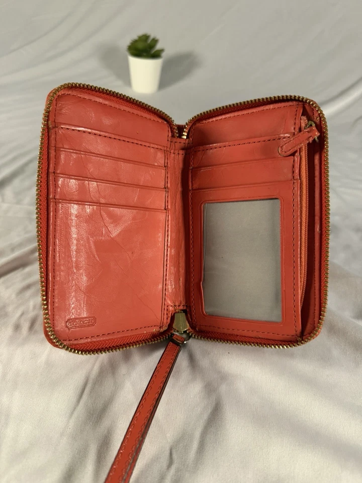 Cartera de charol Coach bolsa de muñeca coral/naranja Foto 4 de 4
