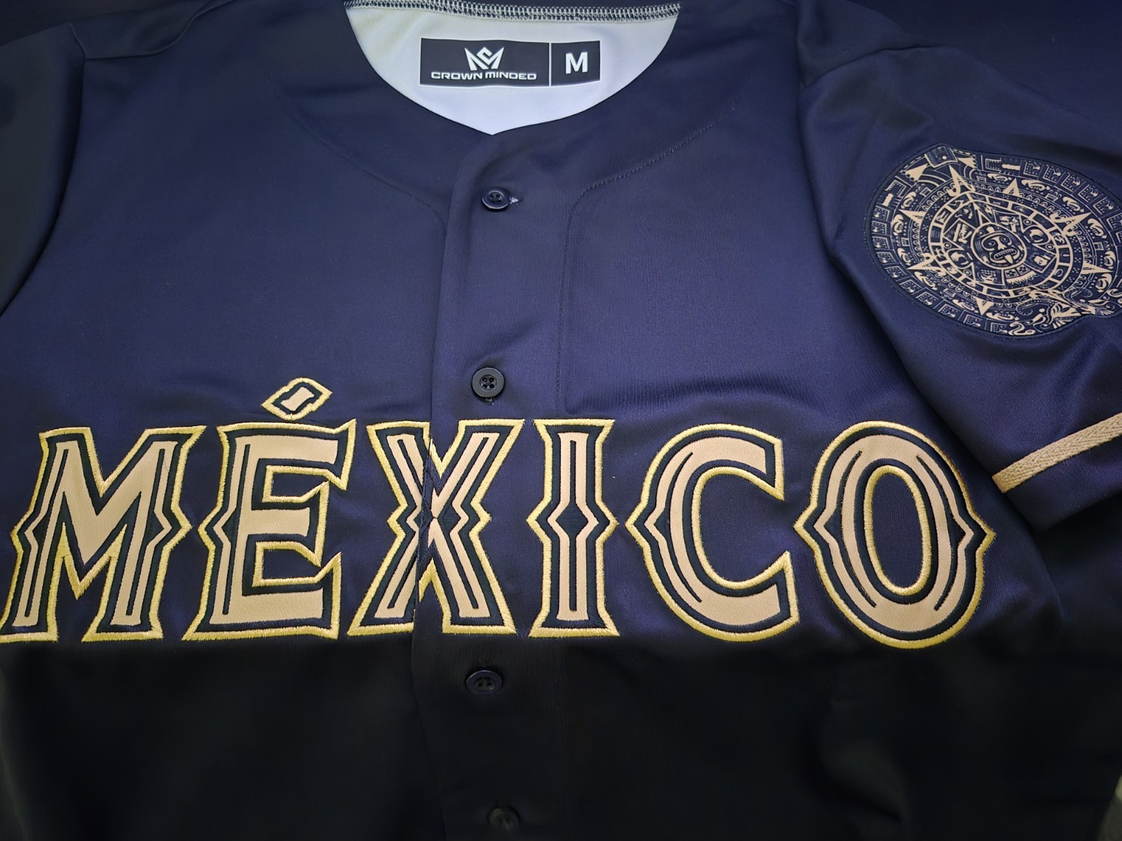 Crown Minded Mexico Jersey Black Gold Aztec Design M
