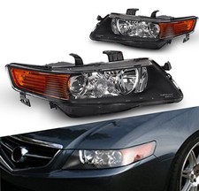 Black Fits 04-2008 Acura Tsx Projector Headlights Lamps Leftright 04-08 Pair A
