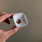 Japanese Army Sake Cup Choko with Flag Design, WWII Vintage Antiques