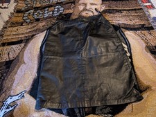 Vintage 100 Black Leather Skirt size 8 With Pockets Lined Punk Biker