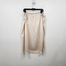 Vintage Beige Satin Nylon Lace Trim Knee-length Slip Skirt Elastic Plus 26/28W