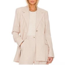 NWT WeWoreWhat Tweed Relaxed Single Breasted Oversized Blazer Jacket Beige Small