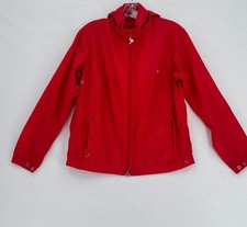 OP Ocean Pacific Vintage Mens Red Hidden Hooded Windbreaker Jacket Sz S