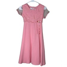 Bonnie Jean Pink Sheer Sleeve Embellished Flower Girl Dress Girly Easter Size 10