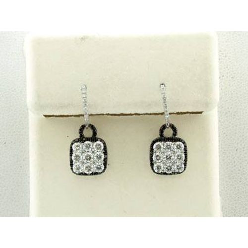 Le Vian 14K White Gold Dangle/Drop Earrings for Women 1 1/3 cts Black Diamond