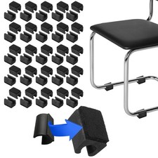 50 Pack Rectangle U Shaped Chair Leg Tip Cap with Felt Pad Fit Dia 12 mm Black